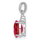 Sterling Silver Rhodium Plated Diamond & Ruby Oval Pendant